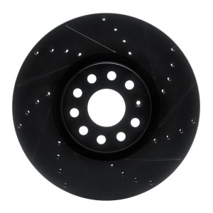 Volkswagen Atlas Brake Rotor (1) - Front Right - R1 Concepts - Drilled & Slotted - Black - `18-`25